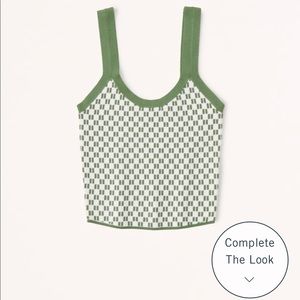 NWT Abercrombie Green & White Patterned Slim Scoopneck Knit Tank Size Medium